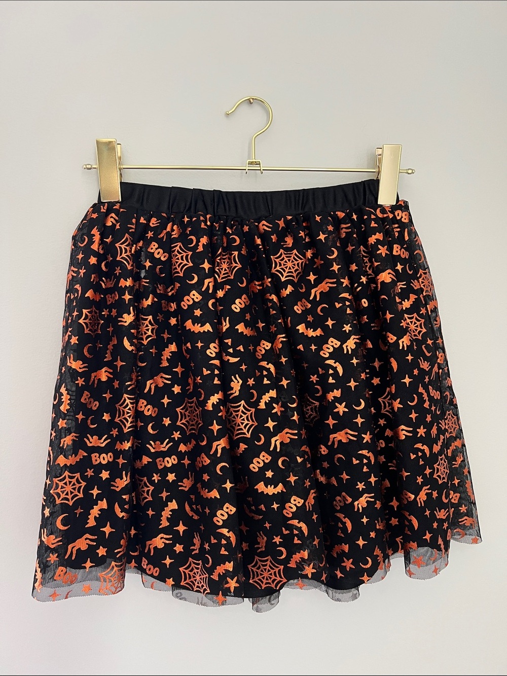 wonder nation | Black Tulle Skirt with Orange Halloween Print NWOTSize L (10-12) - Picture 1 of 14
